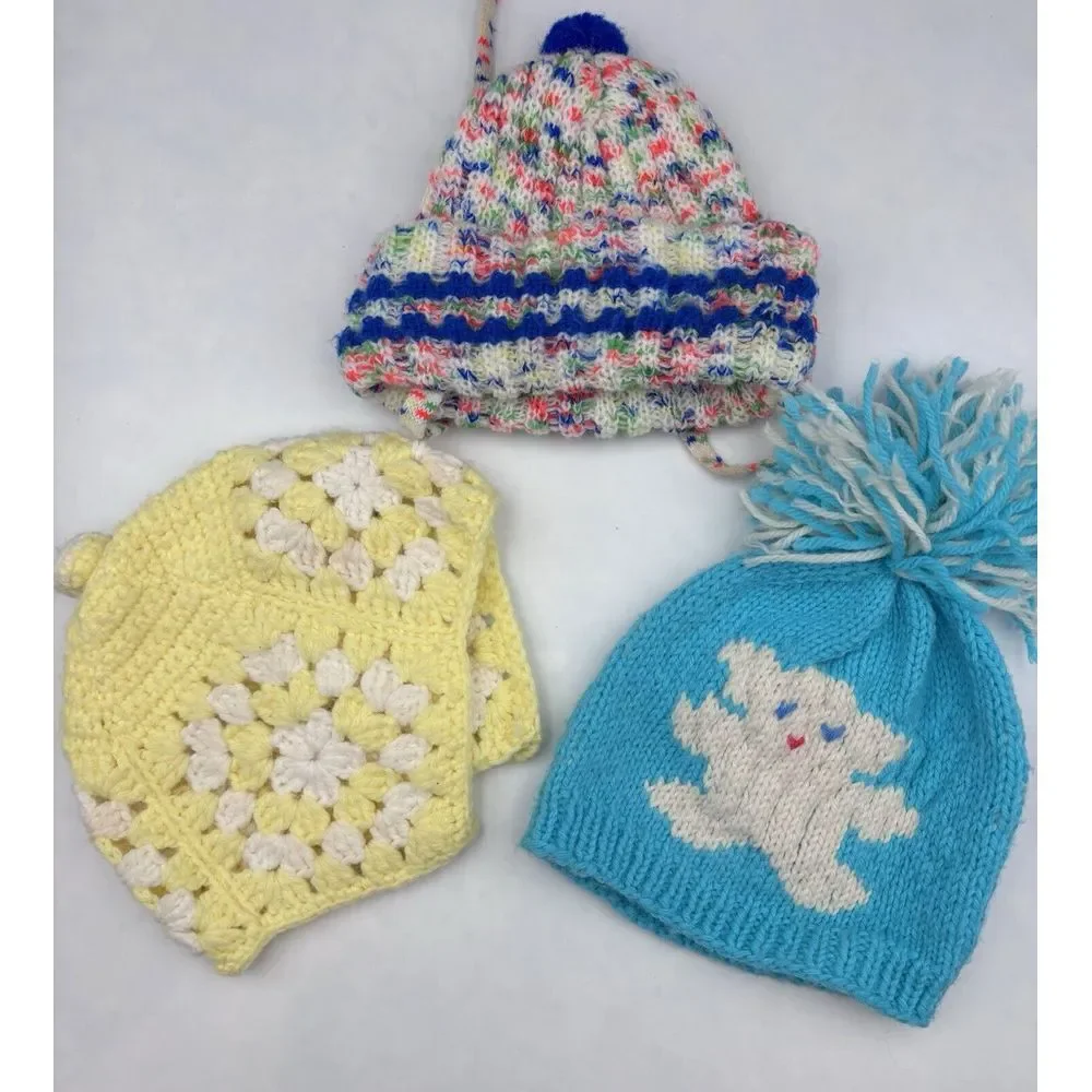 Handmade Knitted Youth Beanies Three Pieces (2507)‎